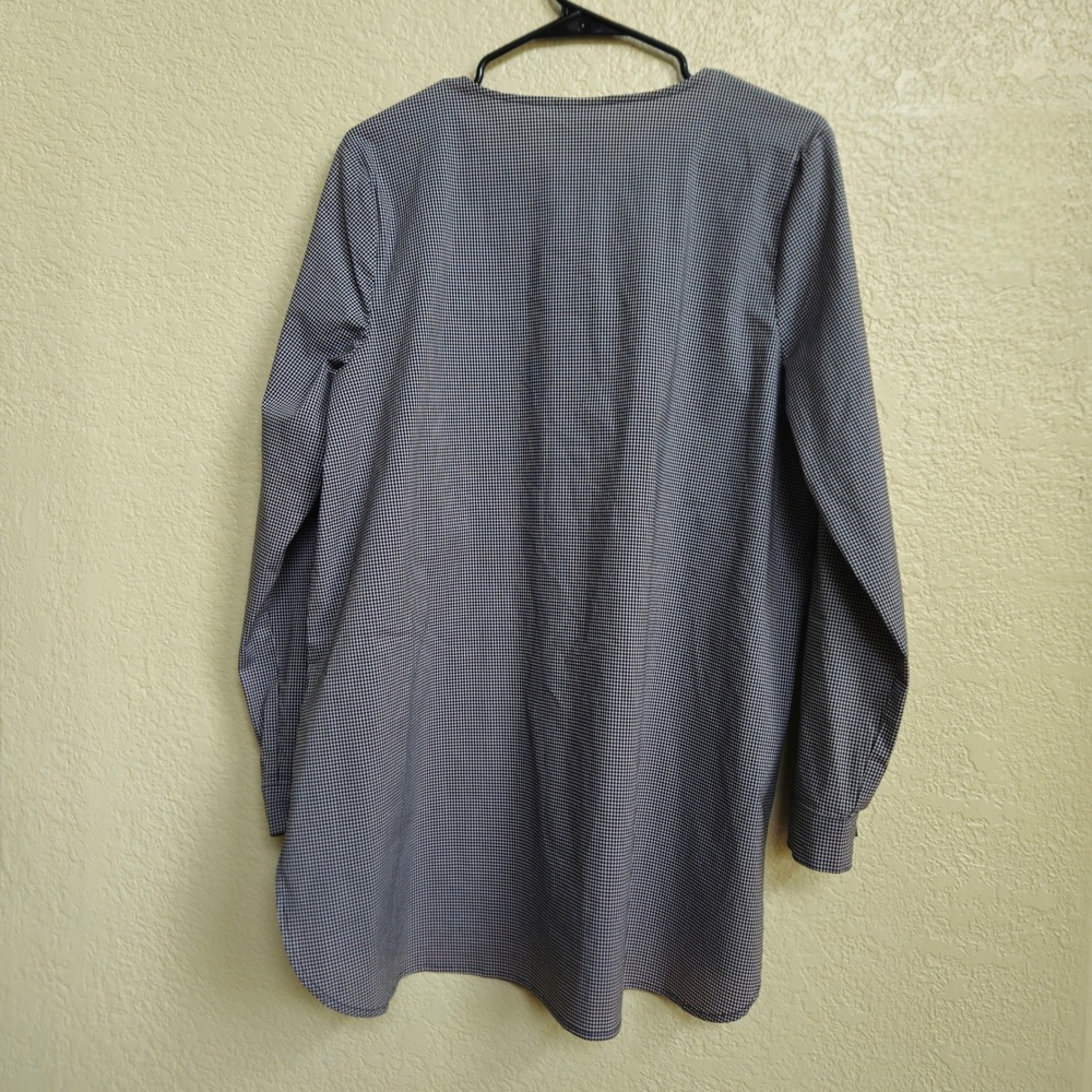 J. Jill Micro Gingham Black/White Tunic Button Front Size M Lagenlook Office EUC - Picture 11 of 11